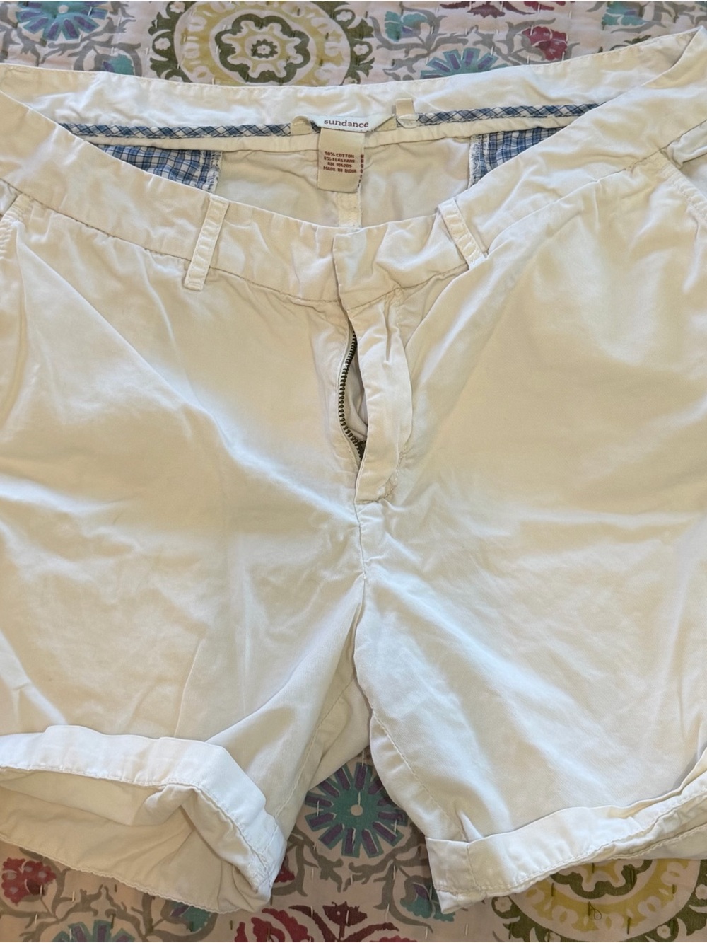 Sundance Cream Cotton Cuffed Women’s postcard chino Shorts